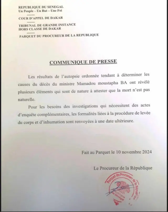 Communiqué de presse du procureur de la République
