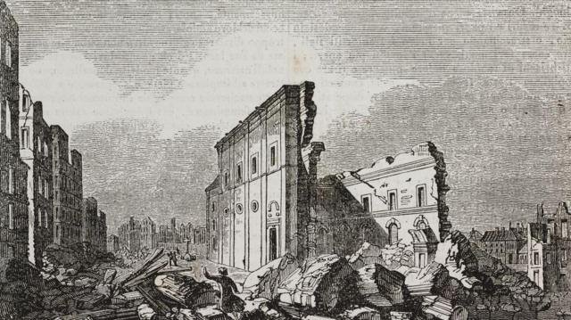 لوحة تصور ما تبقى من كنيسة سانت بول بلشبونة في أعقاب الزلزال