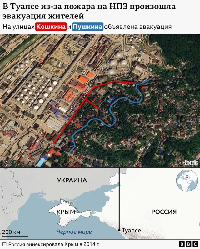 Карта Google Earth, на которой видны улицы Кошкина и Пушкина
