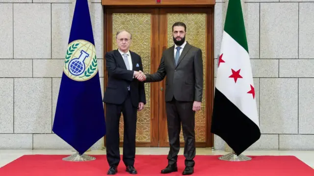 احمد شرع، رئیس موقت دولت انتقالی سوریه پس از سقوط اسد و فرناندو آریاس، رئیس سازمان جهانی نظارت بر سلاح‌های شیمیایی