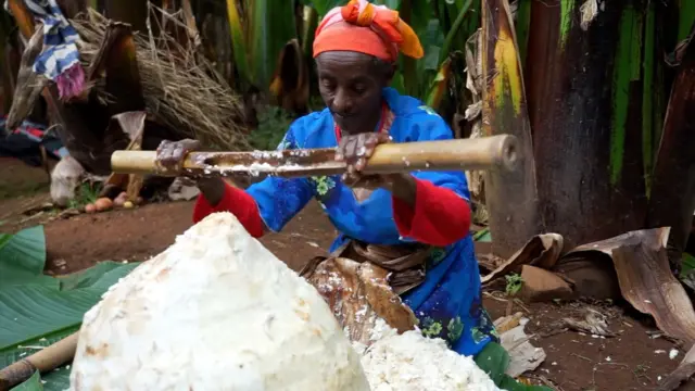 ሓንቲ ኣደ ካብ ገዚፍ ጻዕዳ ተኽሊ እንሰት እናፋሕፍሐት