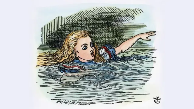 Ilustração de Alice dentro da água