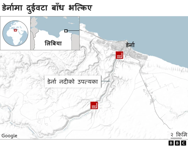 डेर्नाको नक्सा