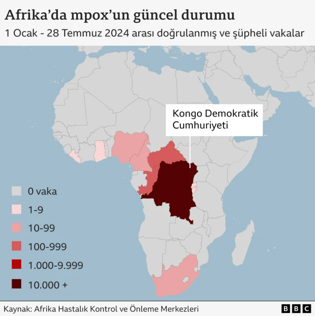 Afrika mpox harita