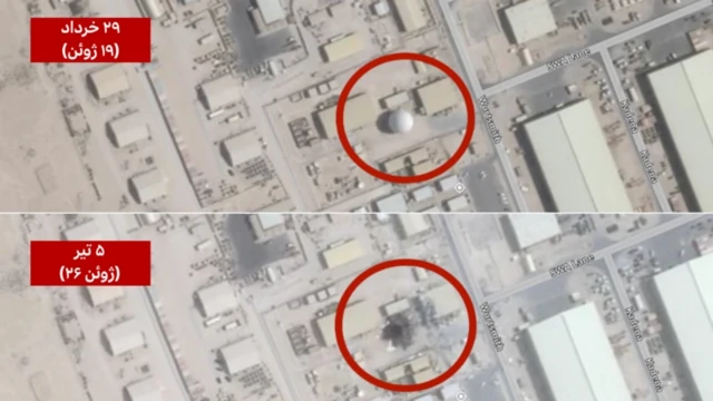 نقشه هوای از محل اصابت موشک به پایگاه آمریکایی در قطر