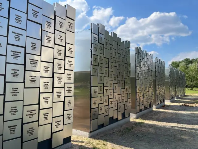 Стіна пам’яті з іменами загиблих біля Храму святого Андрія Первозванного в Бучі
 960