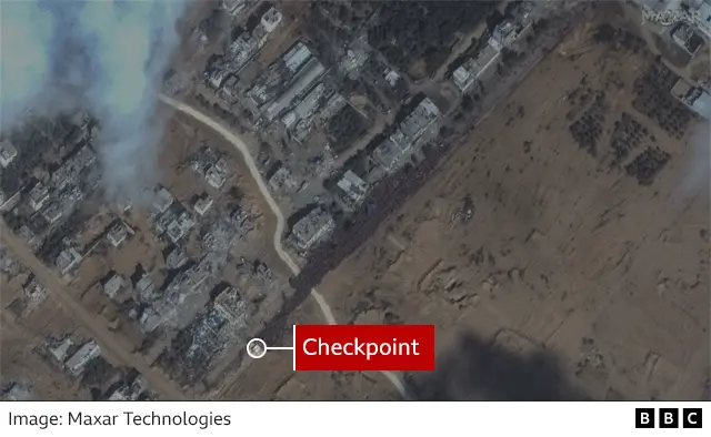 Local do checkpoint, ou postocasino slot 2024controle, instalado por Israel na estrada que liga norte e sulcasino slot 2024Gaza