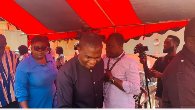 Photo of the director general of the Ghana education service as they visited the home of the deceased student