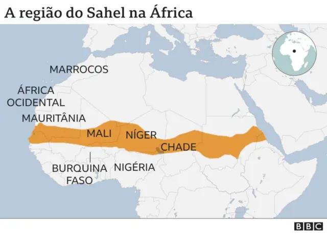 Mapa do Sahel na áfrica