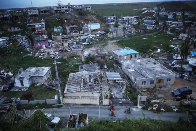 Casas destruidas en Puerto Rico por el huracán maría 