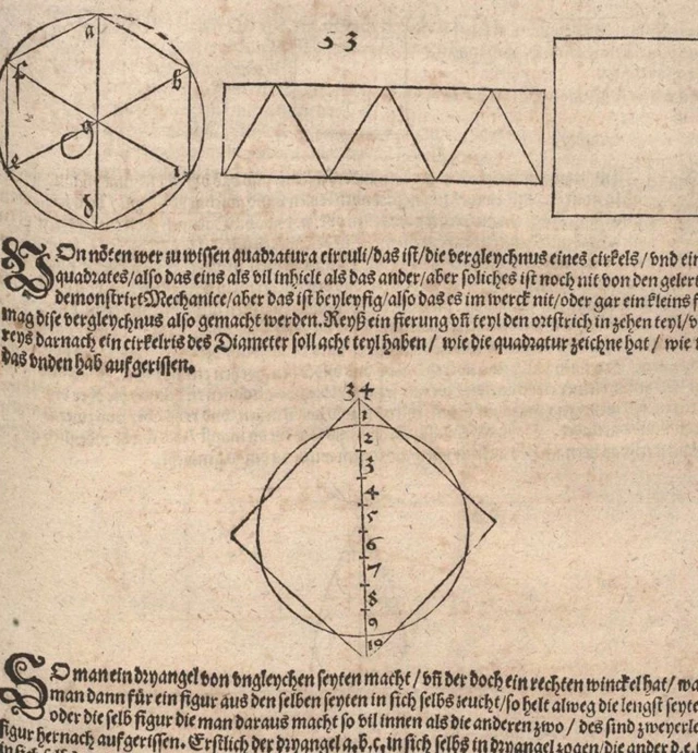 Le célèbre artiste allemand de la Renaissance, Albrecht Dürer, a tenté de résoudre le problème de la quadrature du cercle, sans succès