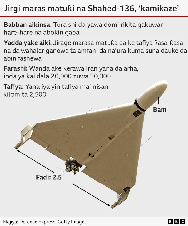 Zanen jirgi maras matuki na Shahed-136