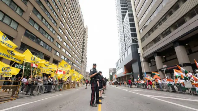 कनाडा में खालिस्तान समर्थकों का प्रदर्शन