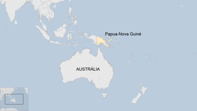 Mapa indicando localização de Papua-Nova Guiné