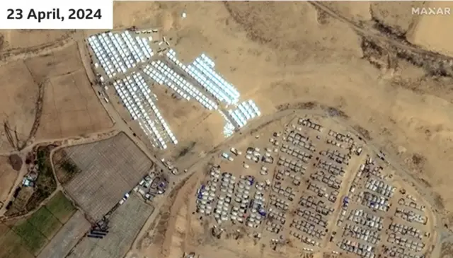 صور المخيم الذي أنشىء خلال الشهر الحالي قرب رفح 