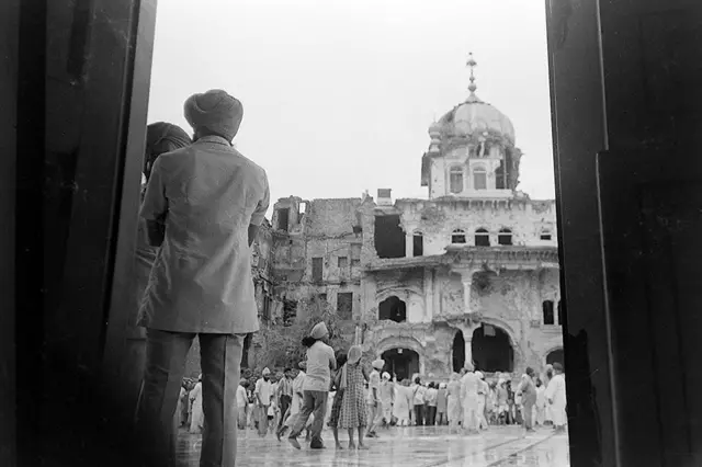 ਫੌਜੀ ਕਾਰਵਾਈ ਦੌਰਾਨ ਨੁਕਸਾਨੀ ਗਈ ਅਕਾਲ ਤਖ਼ਤ ਸਾਹਿਬ ਦੀ ਇਮਾਰਤ