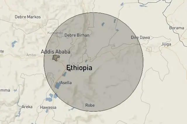 በአዋሽ ፈንታሌ የተከሰተውን የመሬት መንቀጥቀጥ የሚያሳይ ካርታ