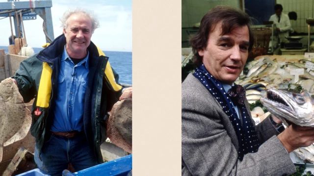 里克·斯坦与基斯·弗洛伊德分别与鱼类合照。
