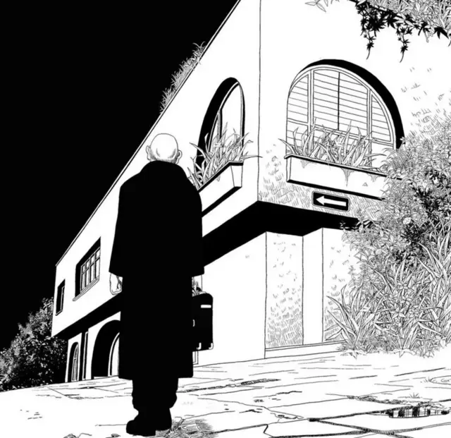 Ilustración del restaurante Pozzetto y el asesino en la novela gráfica 