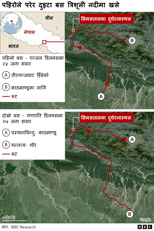 दुर्घटनामा परेका दुई बसबारे जानकारी