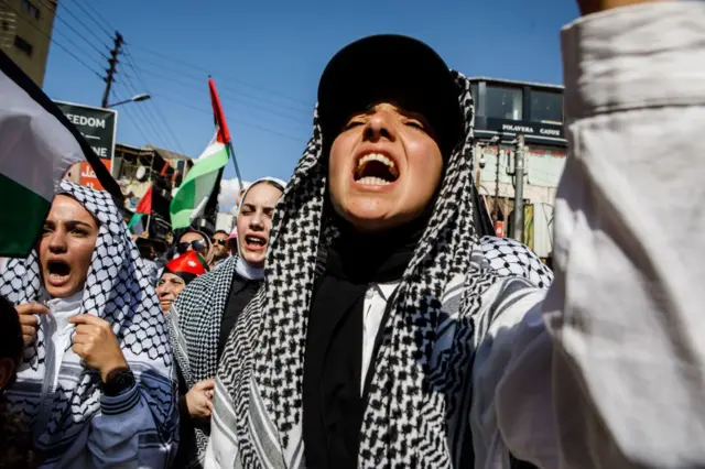 Masu zanga-zangar goyon bayan Falasɗinawa a ƙasar Jordan