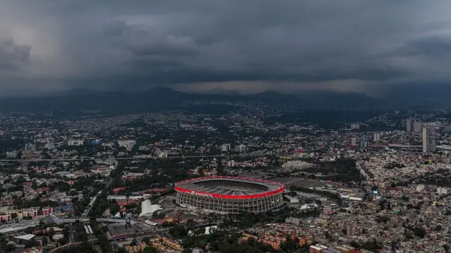 Pemandangan udara Estadio Azteca di Mexico City selama Piala Dunia FIFA 2026.