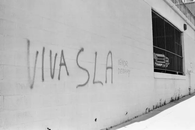 Un graffiti que lee "Viva SLA"