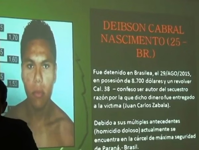 Slide de apresentação da polícia boliviano sobre sequestro de prefeito
