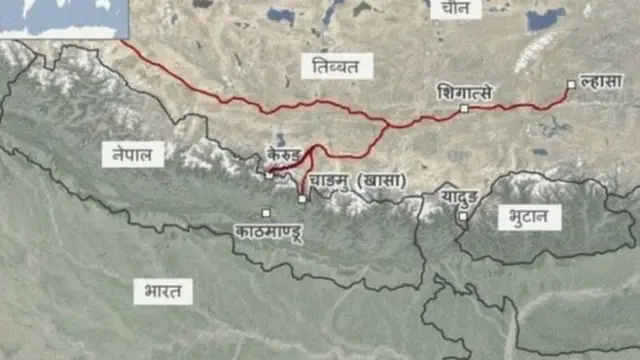 नेपाल चीन रेल वे प्रस्तावित लाइन