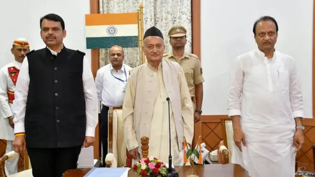 ਦੇਵੇਂਦਰ ਫਡਨਵੀਸ, ਰਾਜਪਾਲ ਭਗਤ ਸਿੰਘ, ਅਜੀਤ ਪਵਾਰ