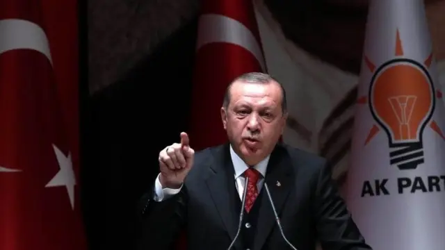 رجب طیب اردوغان در یک نشست حزبی