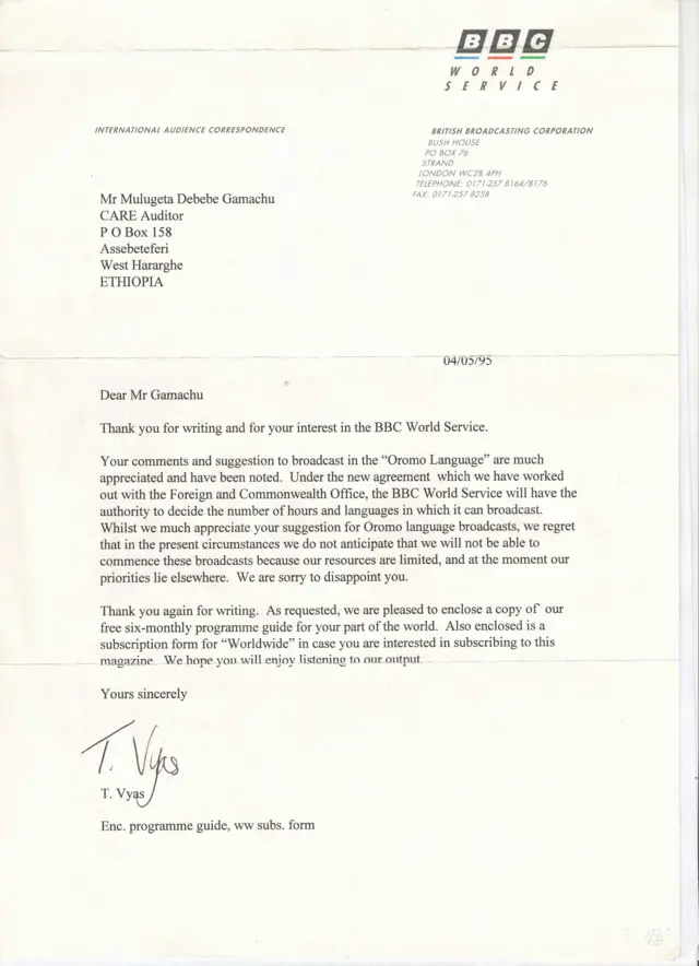 Xalayaa deebii BBC irraa