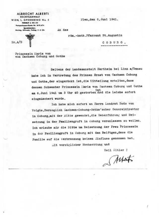 Carta endereçada ao Príncipe Ernesto comunicando a morte da Princesa Maria Carolina