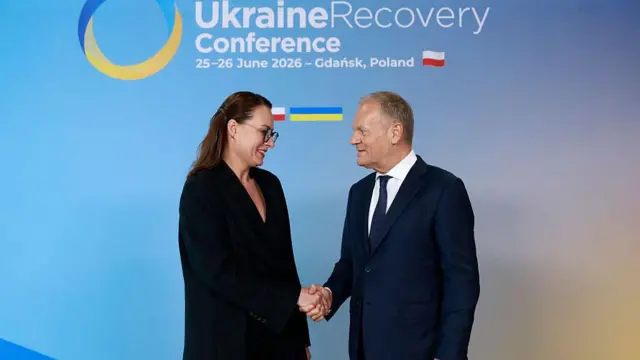 Юлія Свириденко з прем'єр-міністром Польщі Дональдом Туском на Конференції в Гданську у червні 2026 