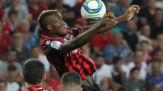L'attaquant Ignatius Ganago de l'OGC Nice lors d'un match contre Marseille le 28 août 2019.