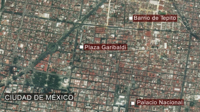 Un mapa del centro de Ciudad de México