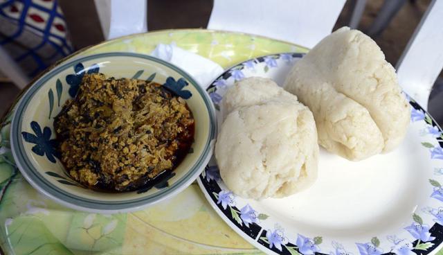 Pounded yam with soup