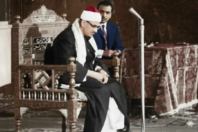 Sheikh Muhammad Siddiq Al-Minshawi oo ku sugan Masaajidka Imam Hussein ee Qaahira
