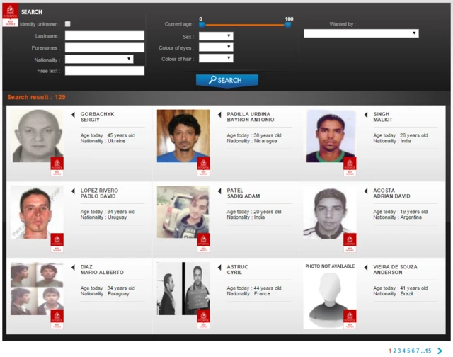 หน้าเว็บเพจอินเตอร์โพล