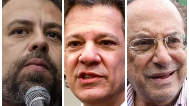 Montagemf12bet código de bônusfotos: Guilherme Boulos, à esquerda, Fernando Haddad, no centro, e Paulo Maluf, à direita.