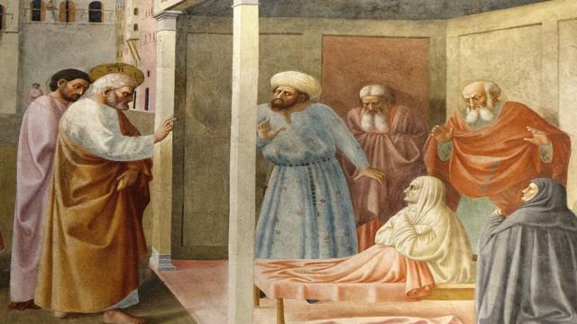圣彼得显神迹让寡妇提比萨复活