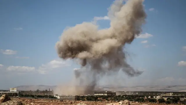 Rus hava kuvvetlerinin İdlib'deki bir hava saldırısı.