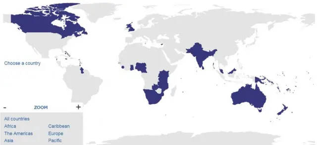 కామన్వెల్త్ సభ్య దేశాల మ్యాప్