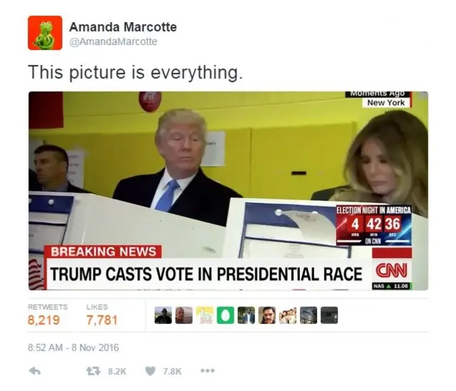 Cuenta de Twitter de @AmandaMarcotte con la imagen del Trump.