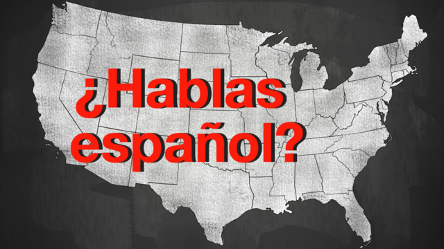 Mapa de Estados Unidos con la pregunta ¿hablas español?