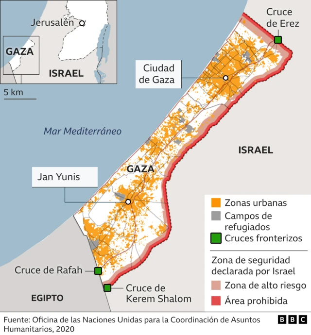 Mapa detallado de Gaza 