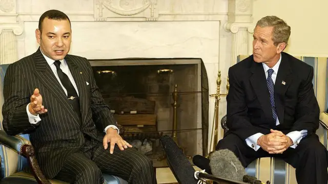 George W. Bush junto al rey de Marruecos en la Casa Blanca en 2002.