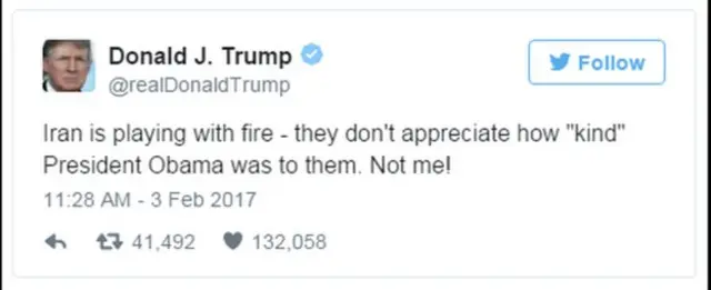 ทวีตของนายทรัมป์