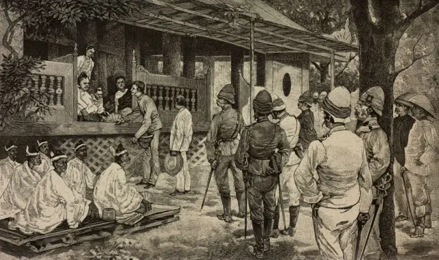 King Thibaw Min declared prisoner of war by Sladen