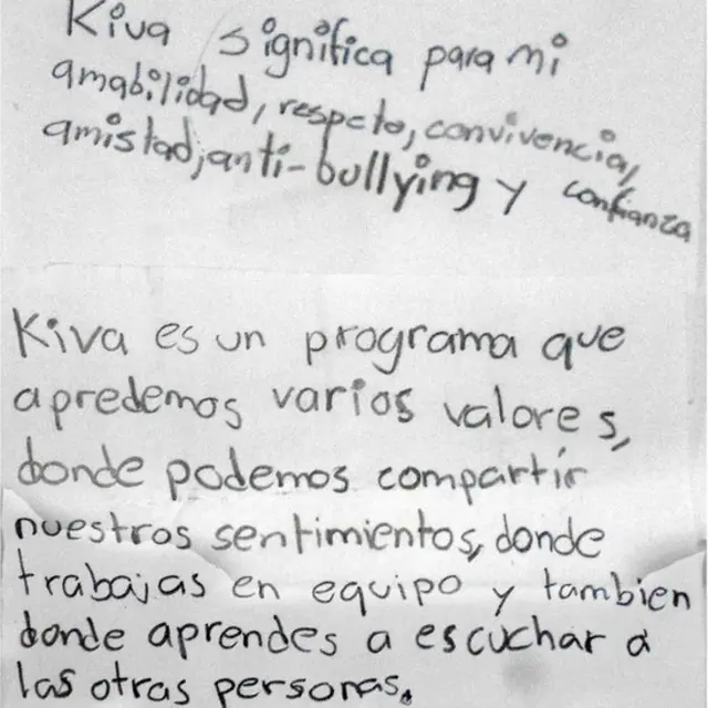 Nota de los alumnos del colegio Erik Erikson.